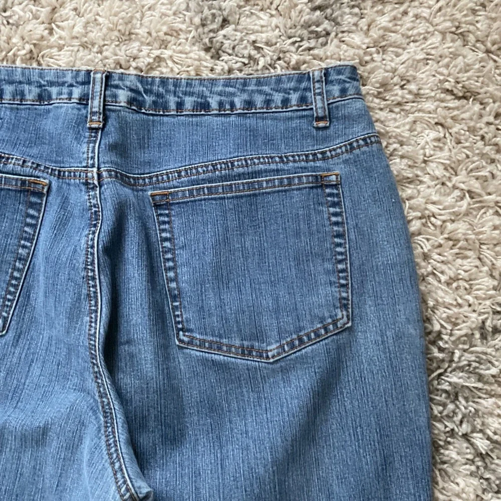 LA Blues Stretch‎ Medium Wash Straight Leg Capri Jeans 14P Blue Denim Mid Rise